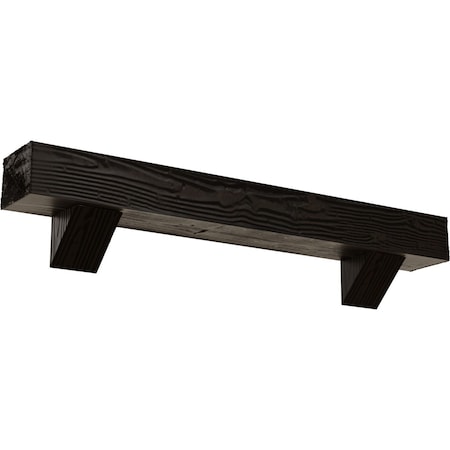 Ekena Millwork Kit w/ Breckinridge Corbels, Premium Walnut, 6"H x10"Dx72"W Sandblasted Faux Wood Fireplace ManteL MANUSD06X10X72BKZW